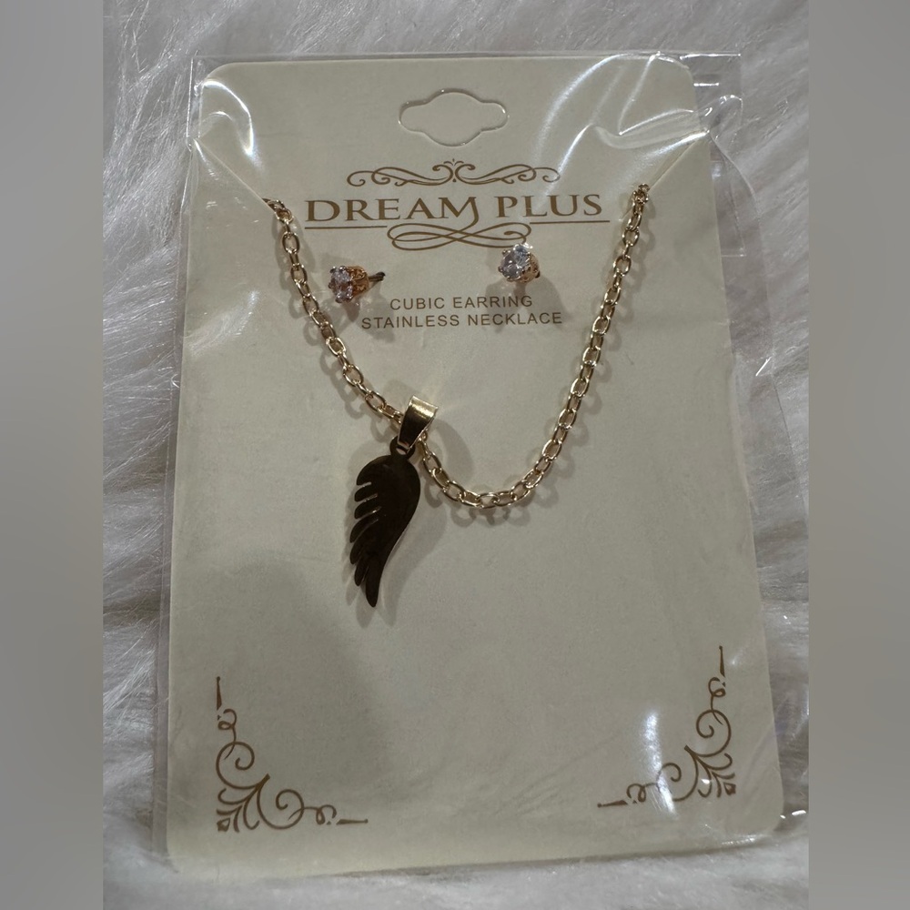 Angel Wing Necklace and Earring Set